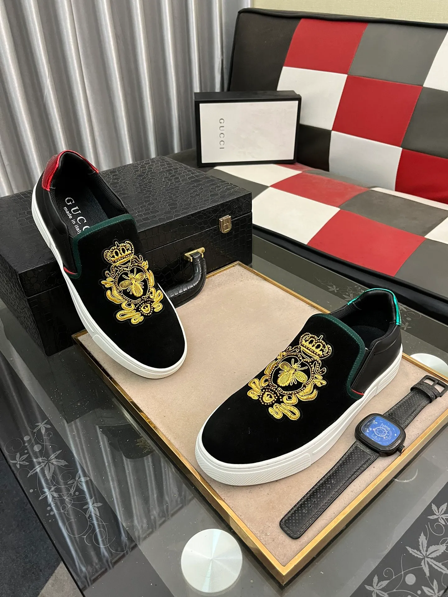 Men's Men's Shoes💰360⌚️⌚️《GUCCI》The latest hot-selling casual shoes, top brand [seduce] luxury~purchase, top~quality. Products sold at the counter [Qiang] The original fabric adopts 3D embroidery technology ➕ Comfortable sheepskin lining, available in 38-443️⃣ styles
